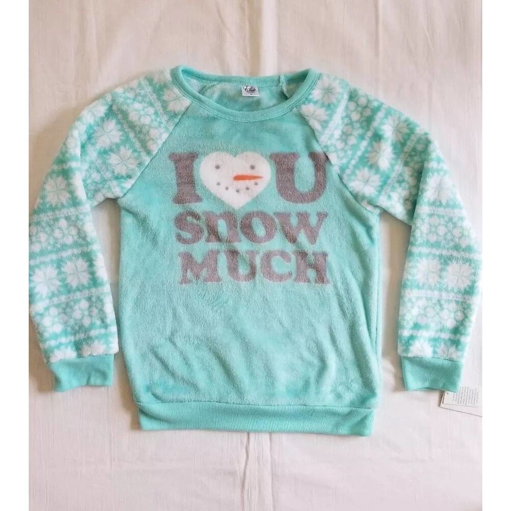 Cold Crush Girls Soft Plush Winter Long Sleeve Shirt pajamas top size M sky blue